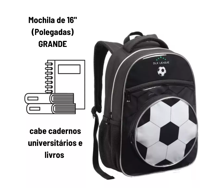 Mochila Escolar Infantil Futebol bola