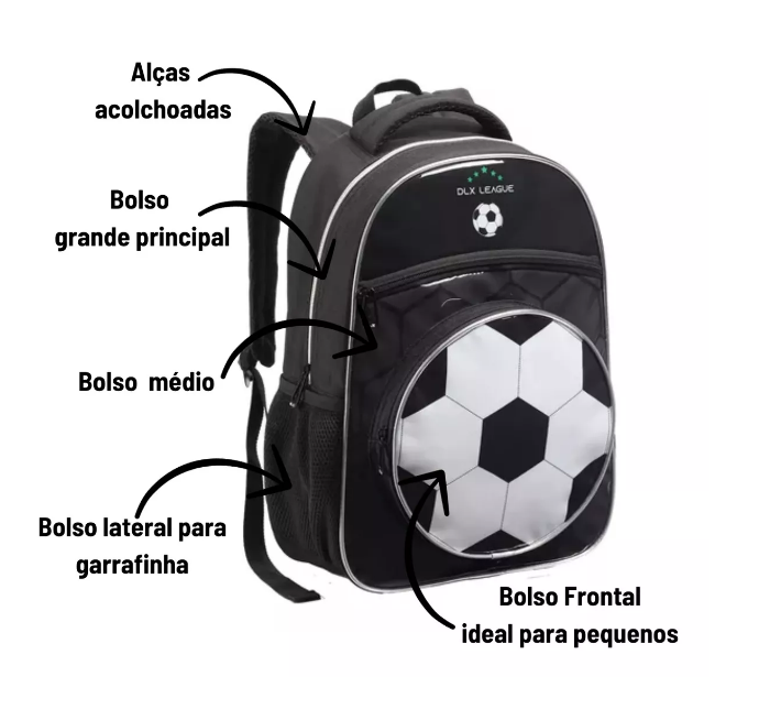 Mochila Escolar Infantil Futebol bola