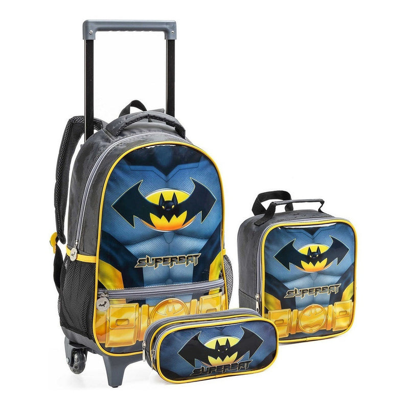 Kit Mochila Escolar Infantil Menino Rodinha Lancheira Estojo Batman